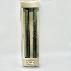 Kameyama USA 12" Tapers Green Gold Speckle Candles